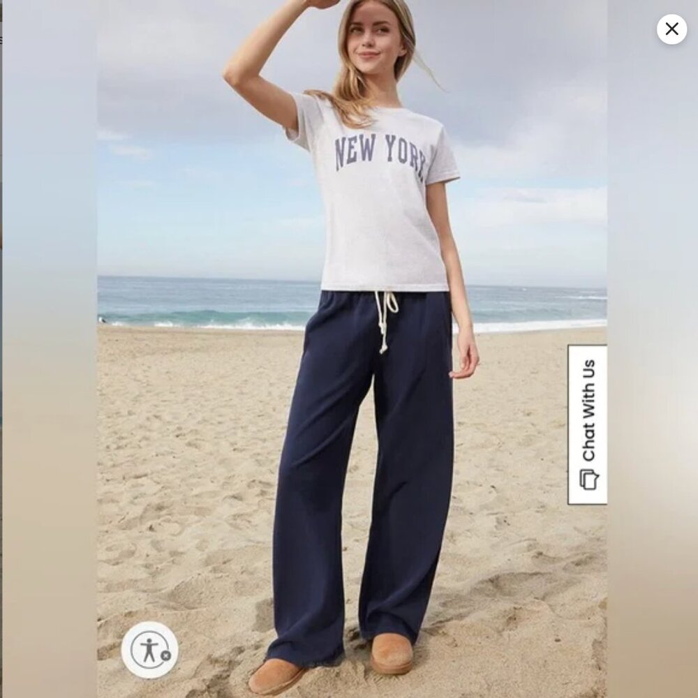 New! Brandy Melville Navy Anastasia Tie Baggy Sweatpants